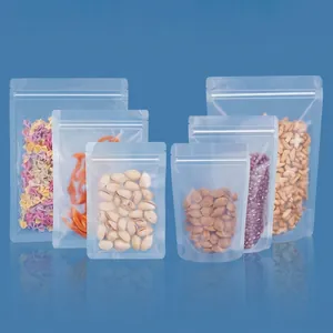 Frosted Transparent Stand Up Ziplock Bags Food Grade Plastic Packaging Pouches Snacks Tea Cookies Moisture Proof Sealing