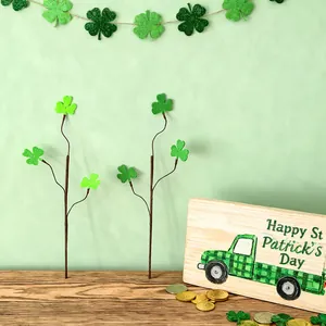 St. Patricks Tag Künstlicher Kleeblattzweig Grüne Blumenstecker Für Festliche Tischdekoration Zu Hause