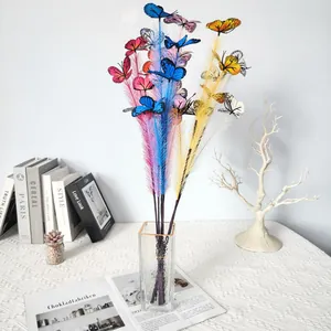 Decorative faux reed butterfly stems for home and window display floral arrangement