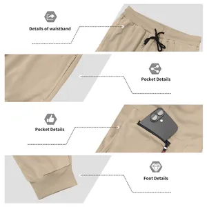 Detailansichten der Strick-Jogginghose mit Bund, Taschen und gerippten Bündchen.