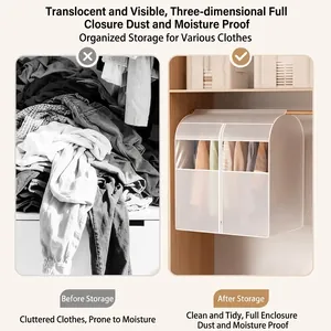 Durable hanging garment bag dust cover for closet storage with clear window and zipper