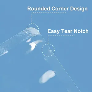 High-temperature transparent vacuum pouch with rounded corners and easy-tear notch