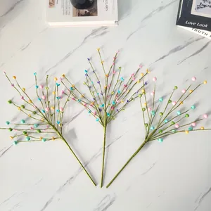 Detailed view of colorful heart-shaped foam berry branches for home decoration and displays