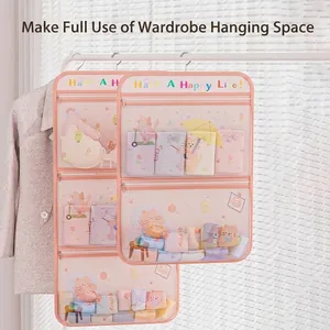 Hanging mesh organizer for underwear and socks with cute cat patterns for closet storage
