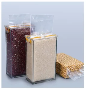 Durable transparent rice brick molds and vacuum bags for sealing grains and beans
