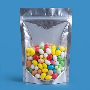 Professional half transparent silver aluminum foil stand-up pouch with thickened bottom