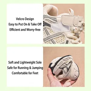 Zapatillas de malla transpirable para niña con suela blanda y cierre velcro