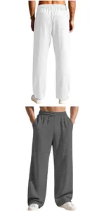 Front and back view of men's loose corduroy pants with a straight-leg streetwear fit