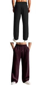 Heavyweight men's ribbed straight-leg trousers featuring elastic drawstring waist detail