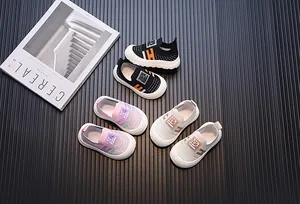 Breathable flyknit slip-on sneakers for toddlers shown in black, pink and beige colors