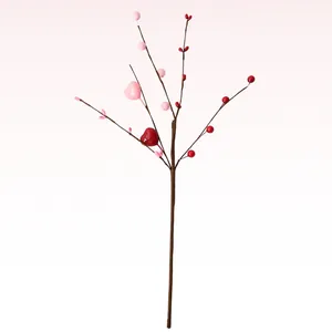 Artificial heart berry branch decoration for Christmas or Valentine's Day floral bouquet