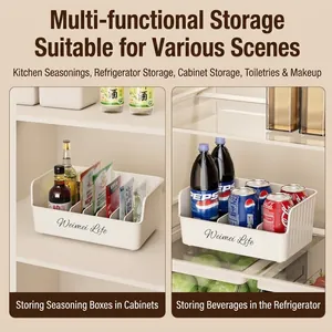 Organizador multifuncional de plástico para especias de cocina y bebidas en la nevera