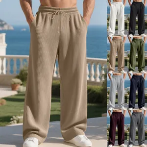 Ανδρικό Παντελόνι Casual Ριμπ Ζακάρ Χαλαρή Εφαρμογή Αμερικανικό Hip Hop Ίσια Γραμμή με Κορδόνι Πολυεστερική Φόρμα