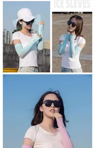 Atmungsaktive Eisseiden-Sonnenschutz-Armstulpen in Hellblau und Pink für Outdoor-Sport