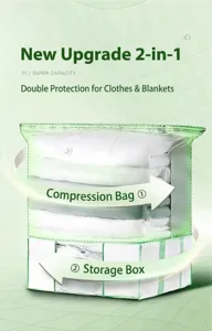 Detail der 2-in-1-Vakuum-Aufbewahrungsbox mit Oxford-Stofftasche und Vakuumbeutel
