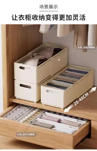 Adjustable drawer organizer boxes in a wardrobe for socks and underwear storage