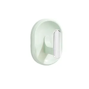 Strong adhesive wall hook in light green with chrome finish for home organization