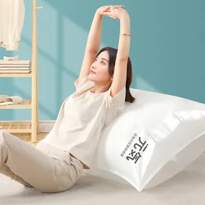 Large vacuum compression storage bag for quilts and clothes in a home bedroom setting