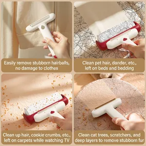 Versatile handheld lint remover and scraper for clothes, furniture, and pet hair.