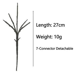 Detailed view of 27cm artificial brown decorative branch with 7 detachable sockets