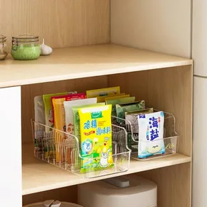 Transparent seasoning packet organizer box with adjustable dividers for kitchen storage