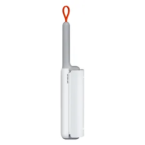 Minimalist white and gray sticky lint roller for efficient clothes and bed cleaning
