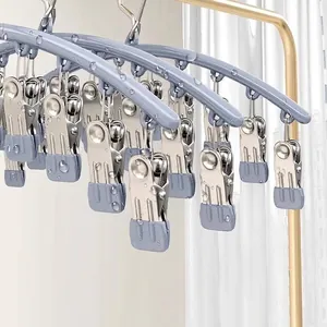 Multi-clip sock drying rack with PVC coated non-slip hangers for rust resistance.