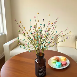 Simulation Heart Berry Foam Branches Macaron Colorful Artificial Berries Stem Ins Style Valentine Day Home Decoration Window Display Flower Arrangement