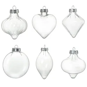 Juego de seis adornos navideños transparentes y huecos en varias formas para bricolaje.