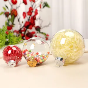 Bolas de Navidad transparentes de plástico para manualidades con rellenos decorativos.