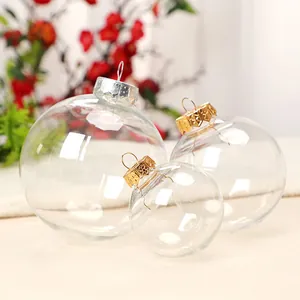 Juego de tres bolas de Navidad transparentes de plástico para decoración creativa de DIY.