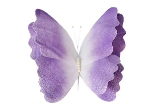 Detailed view of a purple gradient double-layer mesh butterfly wedding decoration
