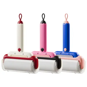 Three-piece set of portable lint rollers for pet hair removal on clothes and fabrics.