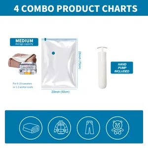 Bolsa de almacenamiento al vacío 50x70cm con bomba manual para ropa y mantas de cama