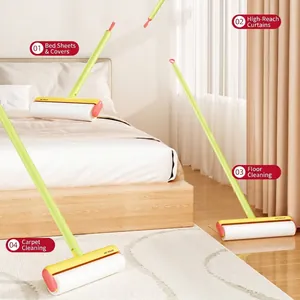 Professional long-handle dopamine color lint roller for efficient floor and bed cleaning