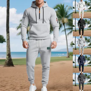 Men's heavy fleece tracksuit set with hoodie and sweatpants in multiple colors