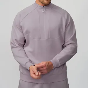 Felpa Sportiva da Uomo con Mezza Cerniera Leggera e Calda Collo Rialzato Outdoor Escursionismo Pendolare Pullover Giacca Top