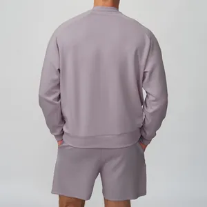 Set felpa sportiva termica leggera e pantaloncini da uomo in malva per escursionismo