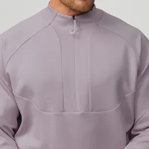 Felpa sportiva termica leggera da uomo con collo alto e mezza zip in colore lilla chic