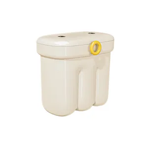 Poubelle de cuisine murale crème moderne avec couvercle et anneau jaune décoratif