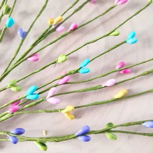 Colorful artificial heart-shaped berry foam branches for festive spring and home decoration