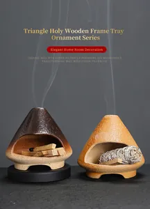 Ceramic triangle incense burner for Palo Santo and Sage smudge sticks