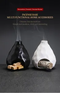 Soporte quemador de incienso de cerámica moderno para salvia y palos de palo santo