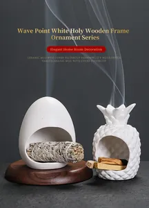 Moderne witte keramische ananas en eierschaal aromatherapie wierookhouders met rookeffecten