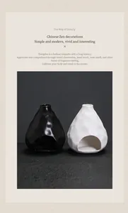 Quemadores de salvia artísticos de cerámica en blanco y negro con estilo zen chino moderno
