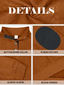 Detail macro view of men's heavyweight jacquard textured fabric and button collar
