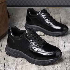 Heren Toplaag Rundleer Verhogende Schoenen 6cm Onzichtbare Verhoging Casual Dad Shoes Mode Schokabsorberende Sneakers