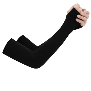 Atmungsaktive UV-Schutz Armstulpen aus Eisseide für Sport und Radfahren in Schwarz