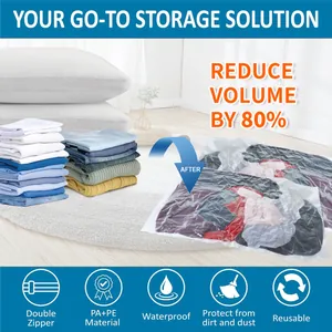 Bolsas de almacenamiento al vacío para ropa y mantas, ahorran un 80% de espacio total
