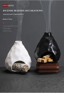 Juego de quemadores de salvia de cerámica creativa en blanco y negro para decoración